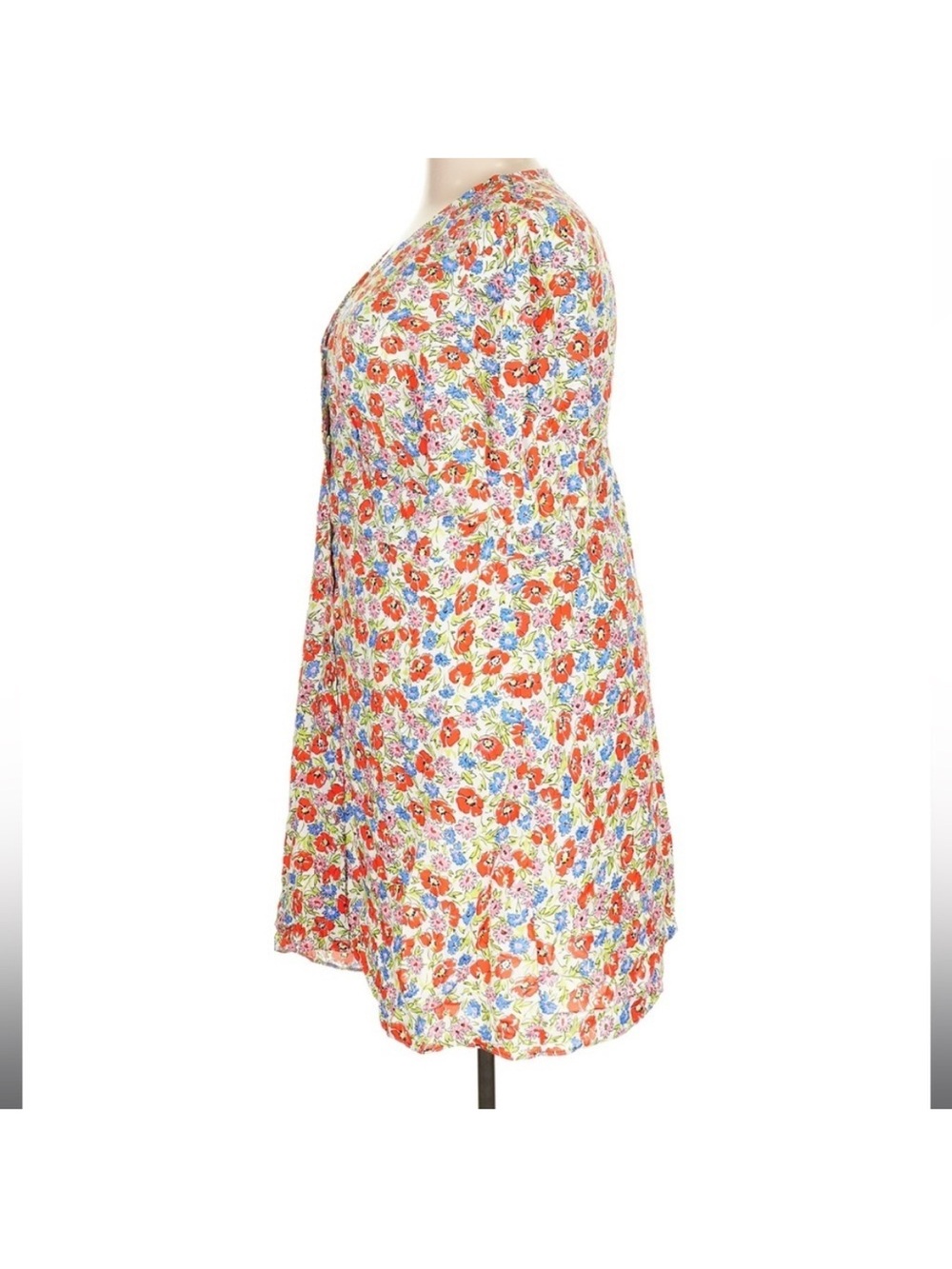 Nobody’s Child Alexa Floral Mini Dress Button Front Red Blue Size 20 - Picture 6 of 8